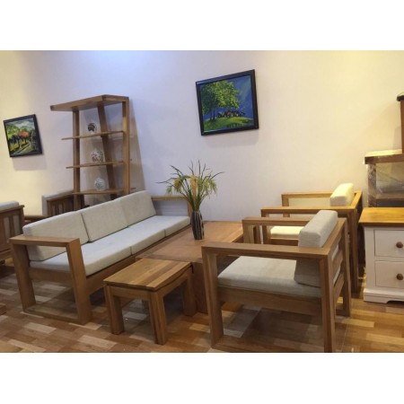 Square Oak : Ghế Sofa Đơn Gỗ Sồi Kèm Nệm